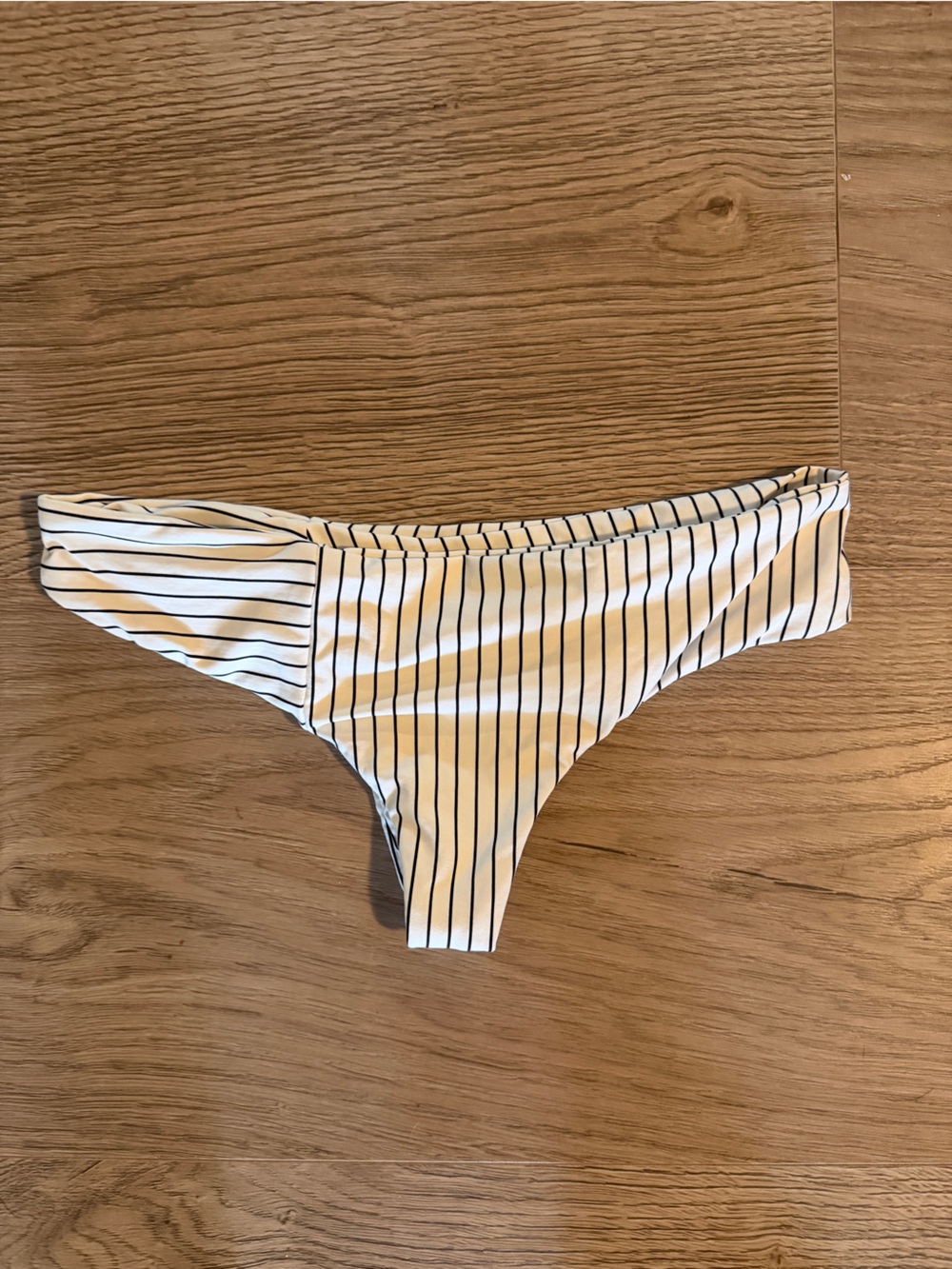 Boys + Arrows White Bikini Bottom with Black Pinstripes